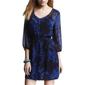 Express Navy Floral Chiffon Casual Dress Women's XS